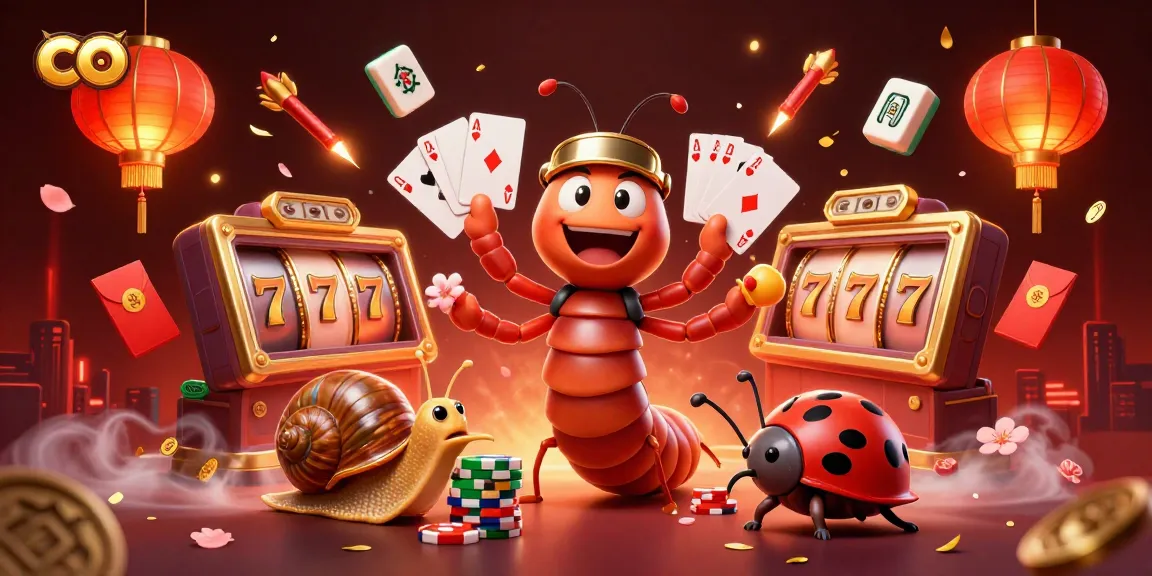 Delve into co's vibrant 3D casino scene with a millipede dealer, high roller snail, and exciting slot elements.
