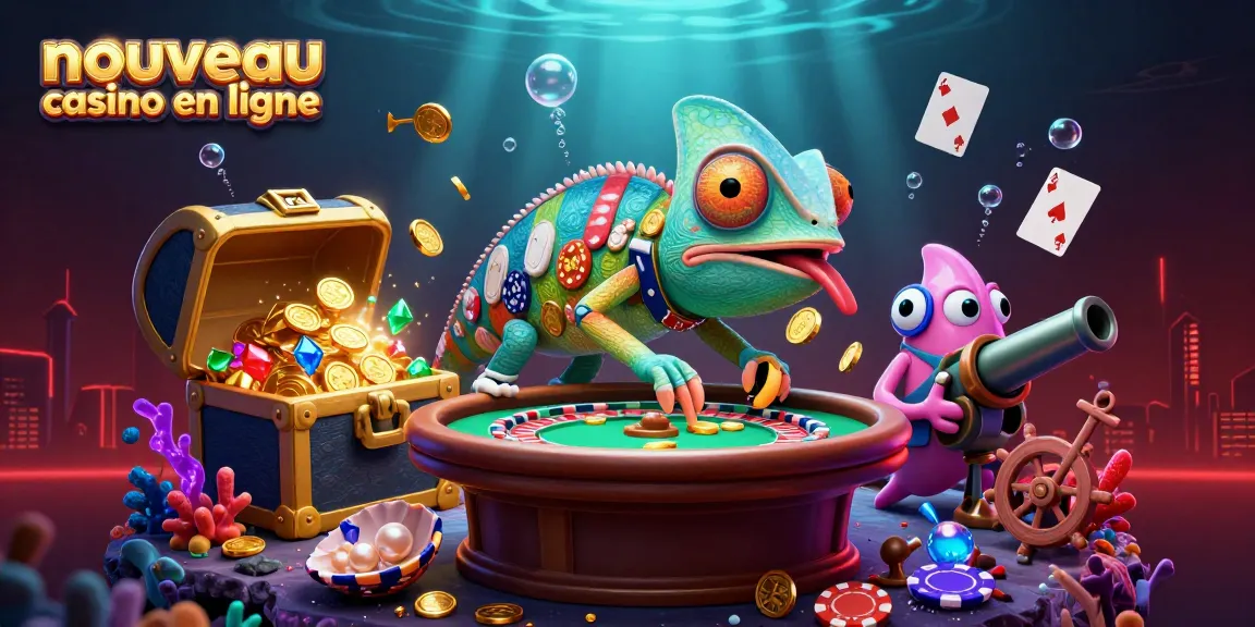 Jouer dans un nouveau casino en ligne avec un propriétaire caméléon dans un décor vibrant de jeux.