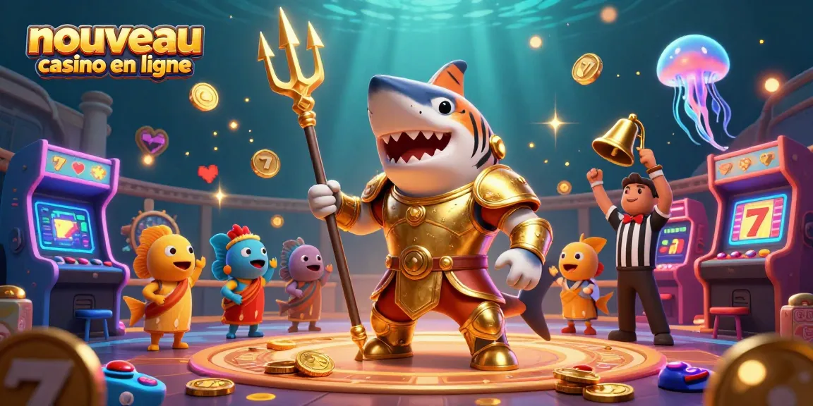Vivez l'excitation du nouveau casino en ligne avec un tigre requin et des machines à sous colorées.