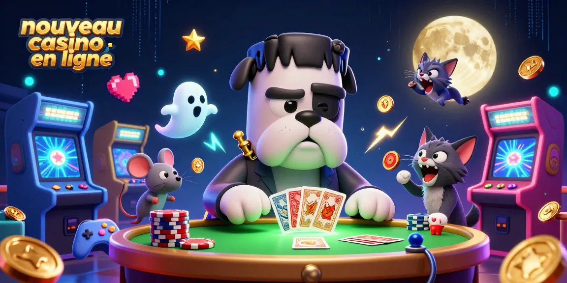 Jouer au nouveau casino en ligne avec un bulldog Frankenstein et un chaton loup.