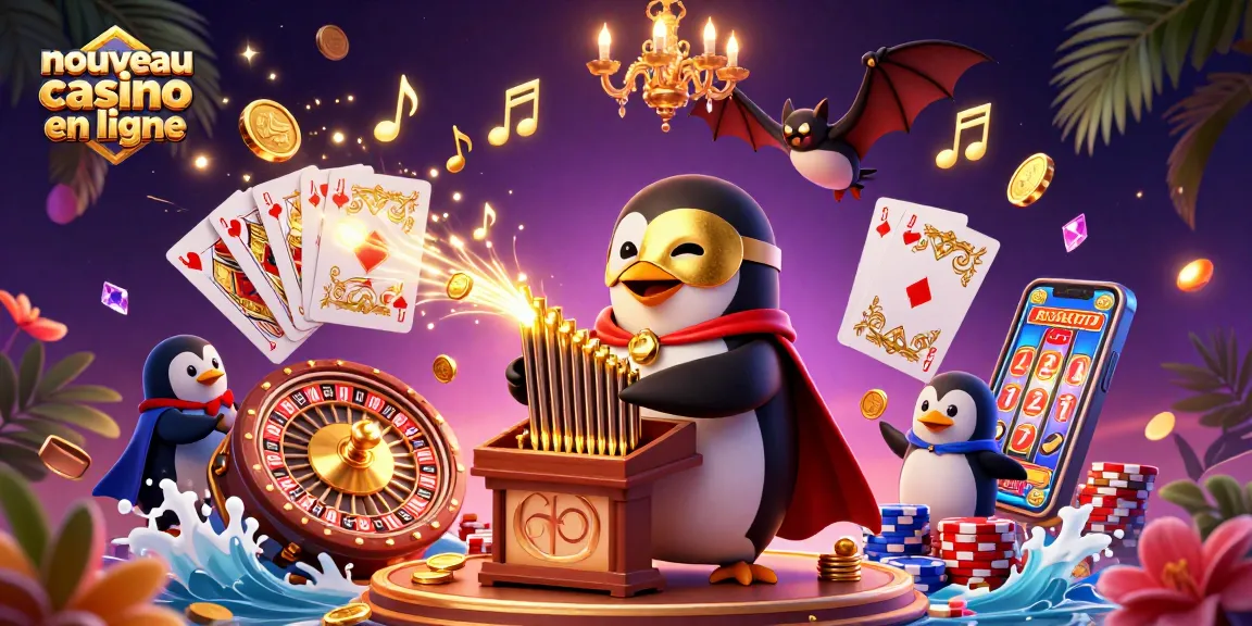 Le nouveau casino en ligne met en scène un pingouin fantôme jouant de l'orgue tout en déversant des pièces d'or.