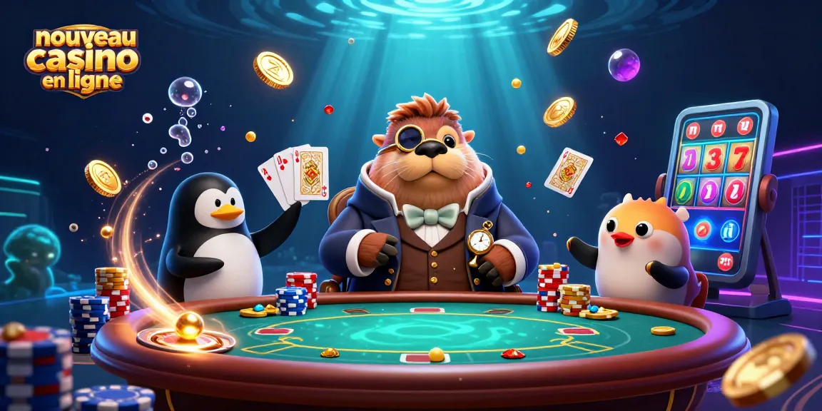 Jouer au poker dans un nouveau casino en ligne avec un morse et un poisson-globe sous l'eau.