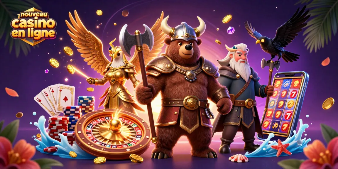 Plongez dans l'univers du nouveau casino en ligne avec un ours viking et une aigle valkyrie aux jeux de casino.