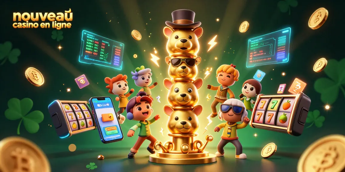 Gagnez avec un nouveau casino en ligne grâce à notre illustration 3D captivante d'un totem et de monnaies digitales.
