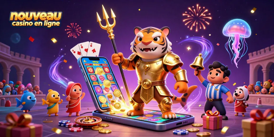 Profitez d'un nouveau casino en ligne avec un requin-tigre sous l'eau, jeux colorés et ambiance festive.