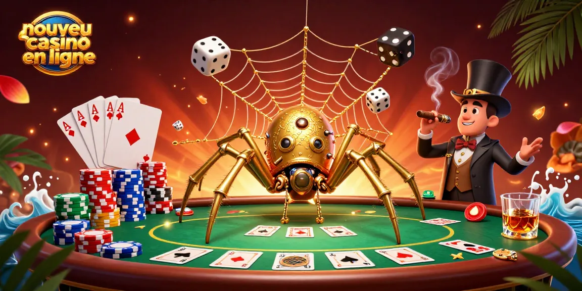 Capturer la chance avec nouveau casino en ligne : illustration dynamique de jeux de cartes et de jetons.