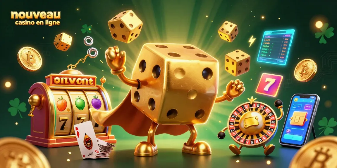 Jouez avec le nouveau casino en ligne et découvrez des dés dorés et des éléments de jeu captivants.