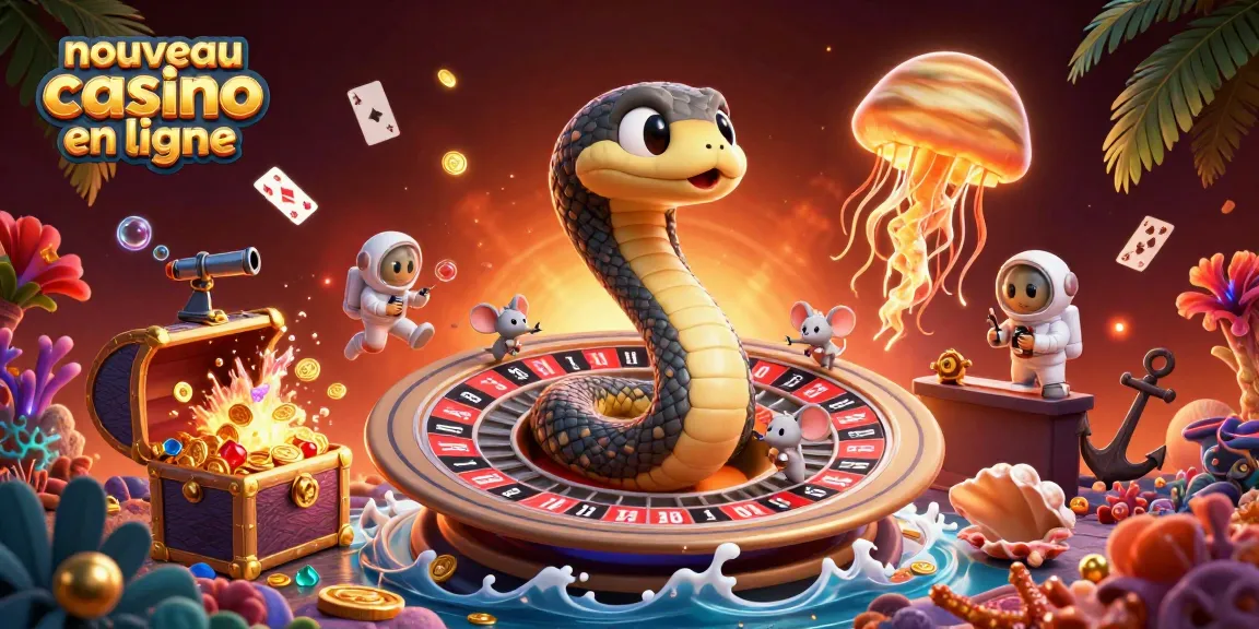 Illustration dynamique d'un nouveau casino en ligne avec un serpent de Saturne en roulette.