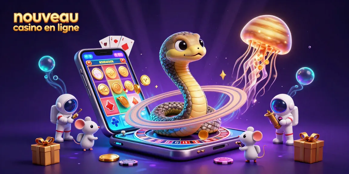 Découvrez le nouveau casino en ligne avec une illustration captivante de la roulette spatiale et des souris astronautes.