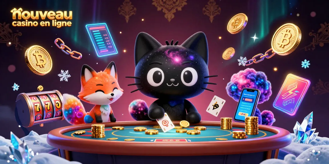 Jouez dans un nouveau casino en ligne où un chat noir trou noir attire des jetons dorés au cœur d'une scène cosmique.