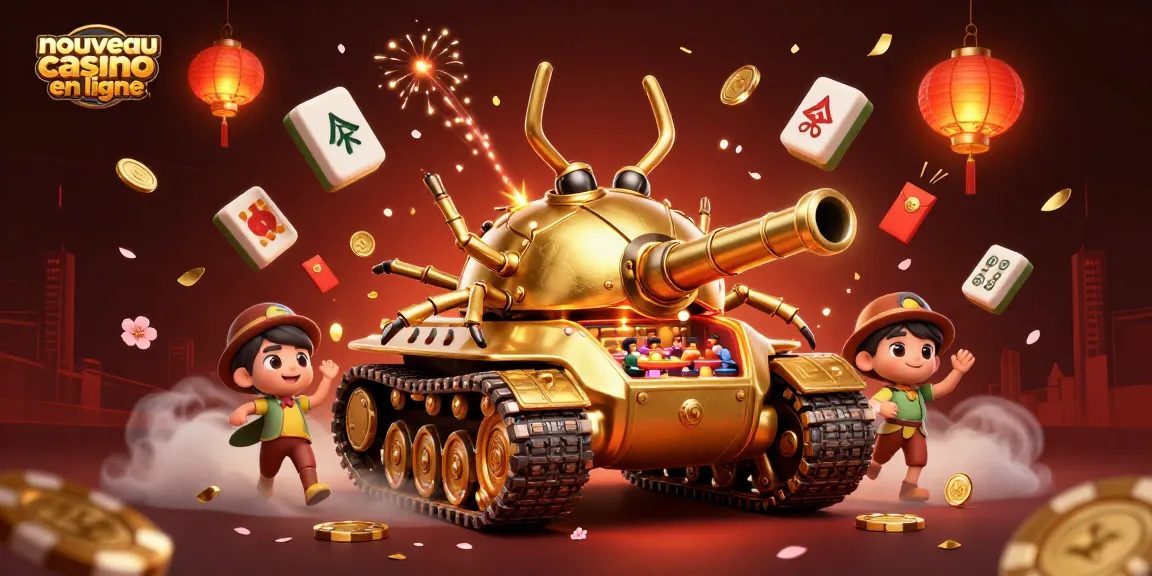 Vivez des moments excitants dans un nouveau casino en ligne avec une illustration fantastique d'un tank de casino doré.