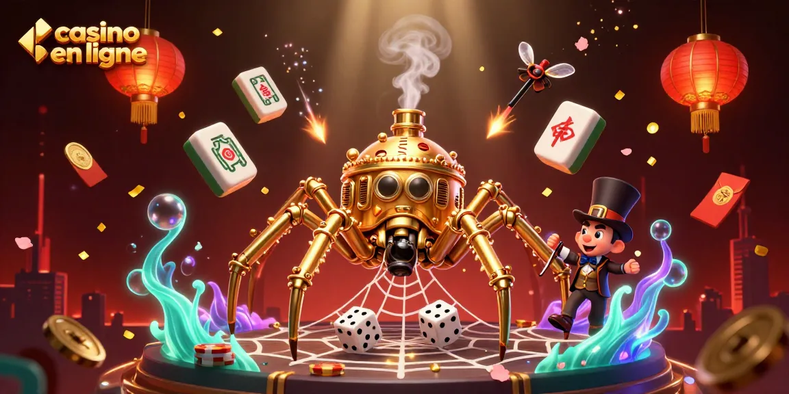 Jouez au casino en ligne et plongez dans une illustration captivante de jeux et de détails lumineux.