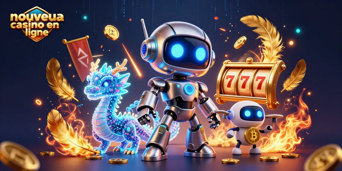 Célébrez votre chance au nouveau casino en ligne avec ce robot futuriste et son compagnon fantastique.