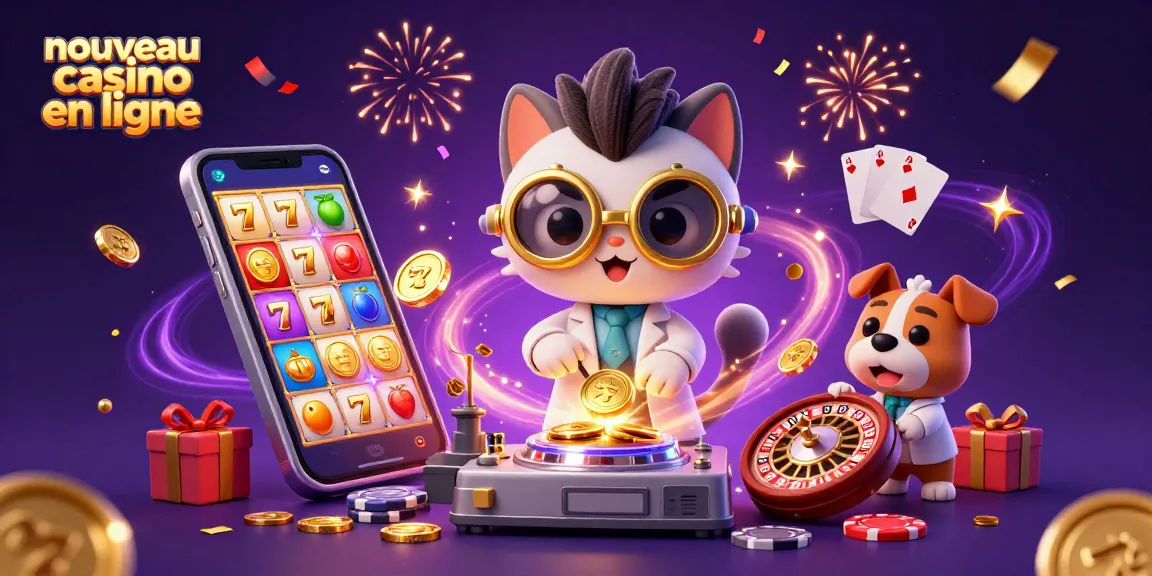 Découvrez un nouveau casino en ligne innovant avec un chat scientifique fou et un chien assistant, créant des pièces d'or.