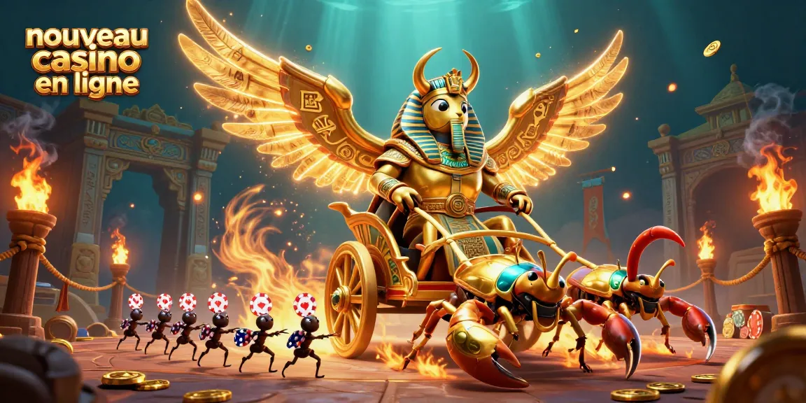 Gagnez au nouveau casino en ligne avec une illustration 3D attrayante de personnages et d'objets de jeu.