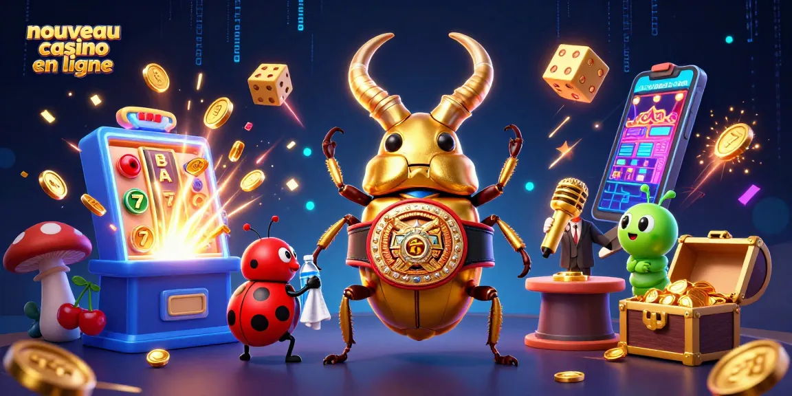 Visualisez le nouveau casino en ligne avec un scarabée doré et des jackpots éclatants.