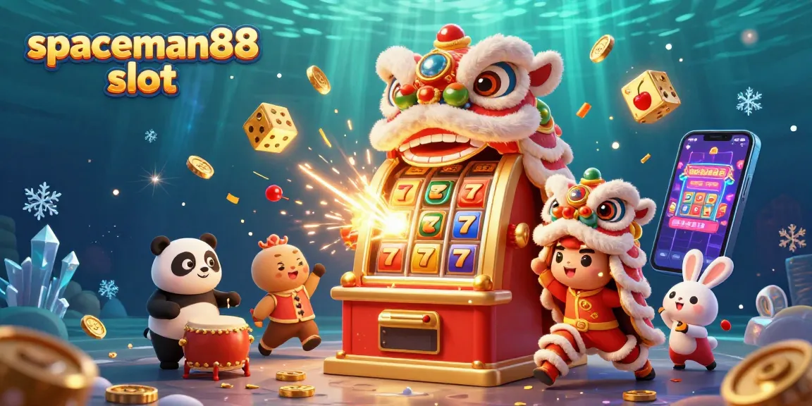 Experience the excitement of spaceman88 slot with 3D characters celebrating a jackpot in a vibrant casino scene.