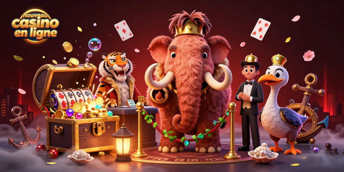 Plongée dans l'ambiance d'un nouveau casino en ligne, avec un mammouth vigile, un tigre VIP et un dodo portier.