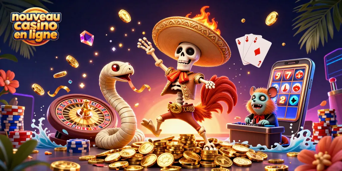 Visitez le nouveau casino en ligne avec une scène dynamique de danse de personnages colorés autour de pièces d'or.