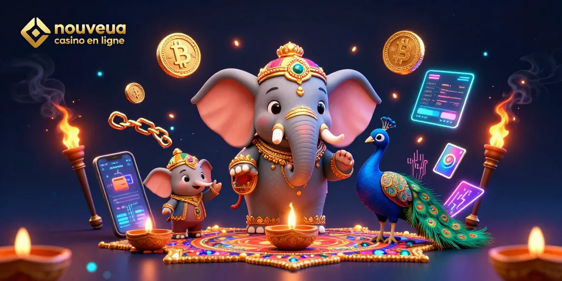 Jouez au nouveau casino en ligne avec une scène riche en couleurs et symboles de jeux d'argent.