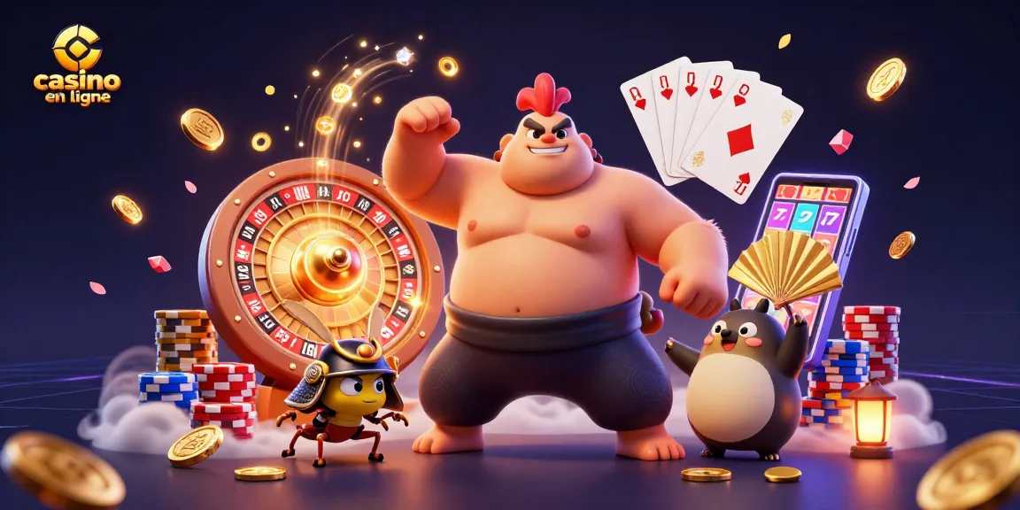 Découvrez un monde de jeux avec ce casino en ligne animé, rempli de couleurs et d'éléments de jeu.
