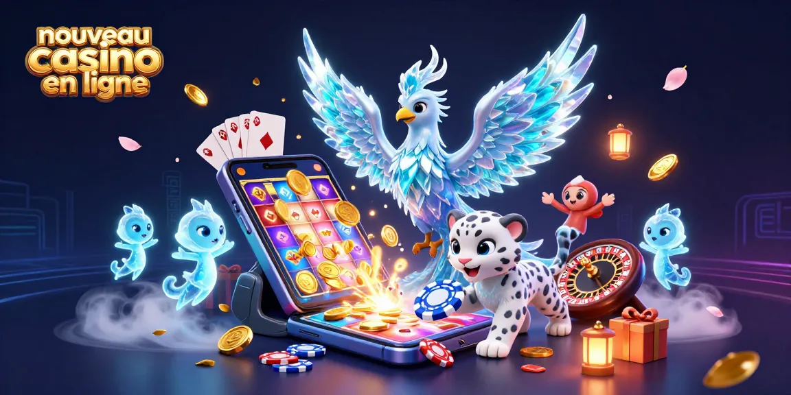 Visualisation dynamique d'un nouveau casino en ligne avec un phénix de glace et un léopard des neiges.